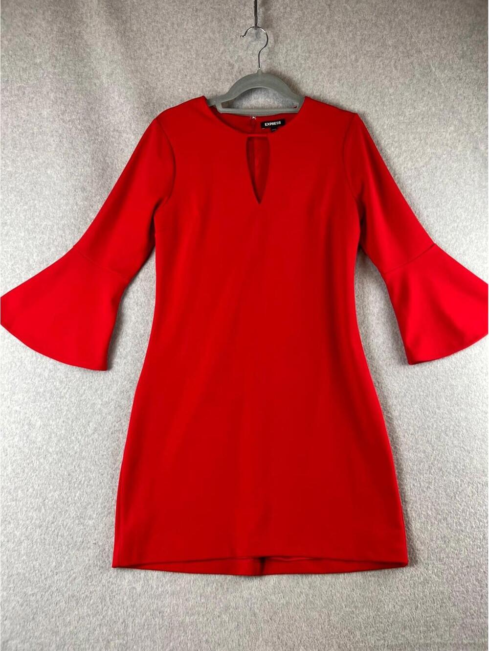 Express Shealth Dress Womens Size S Flare Sleeve Simple Modern Holiday
